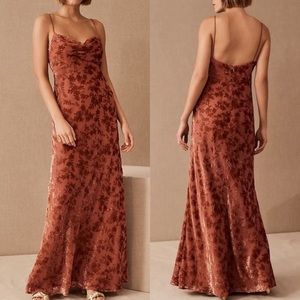 BHLDN Jenny Yoo Rory Dress Velvet Burnout Gown English Rose 10